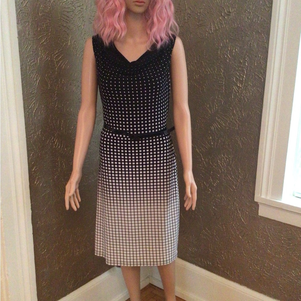 Worthington Black and White Checkered Midi Skirt